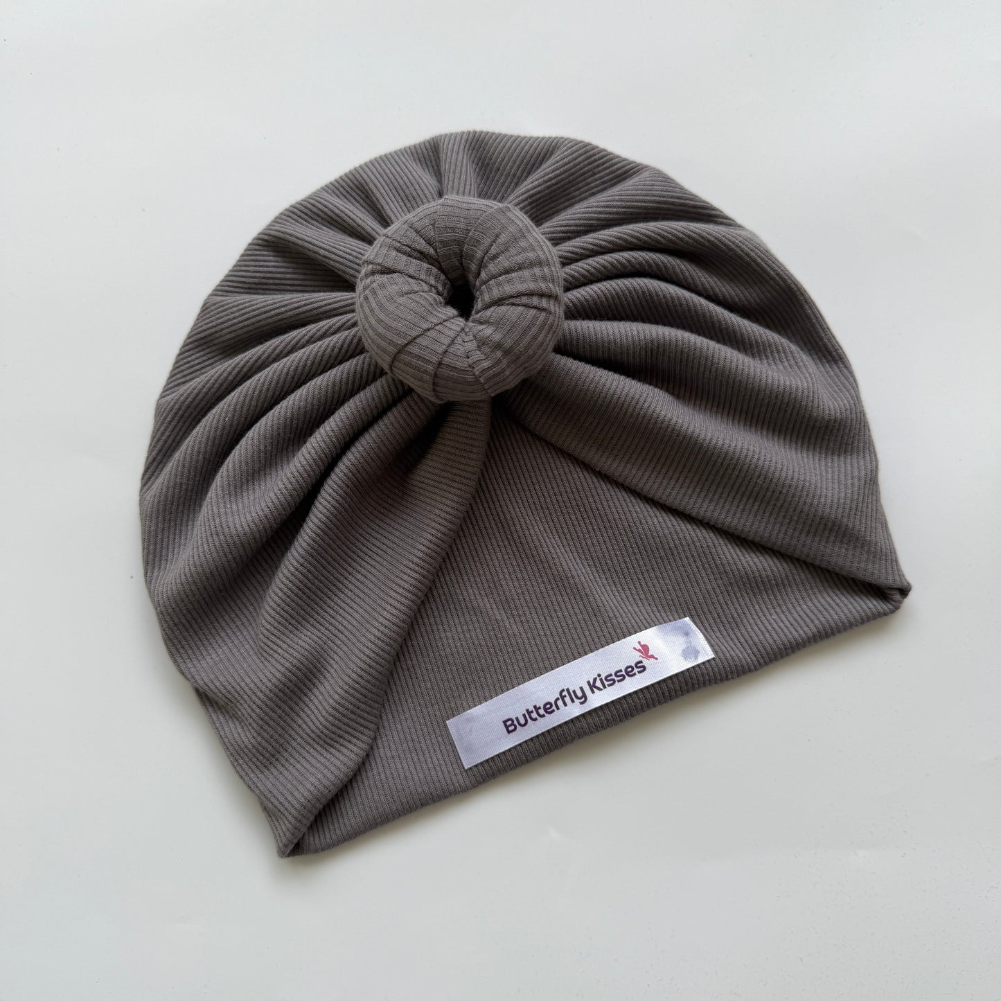 Ribbed Baby Turban - Cocoa Grey | Donut & Bow Designs
