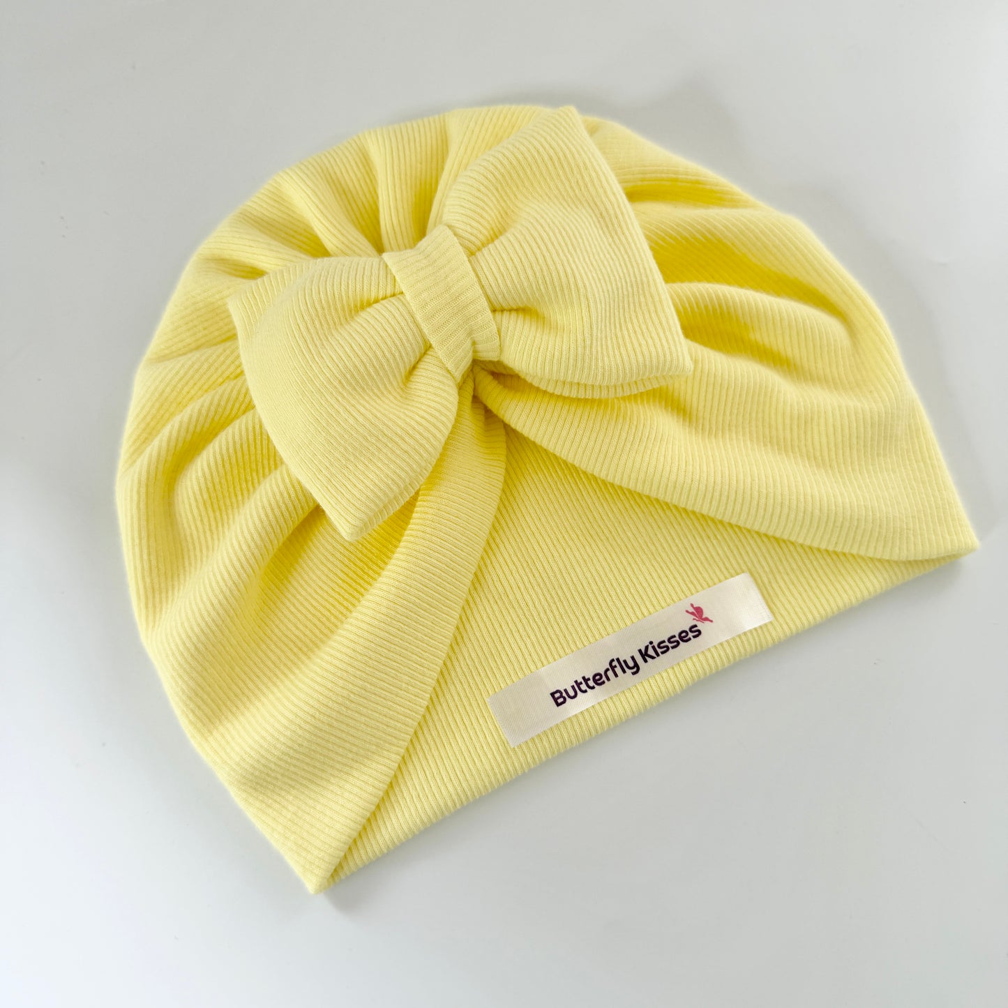 Pastel Yellow Colour Baby Turban Hat - Bow Design
