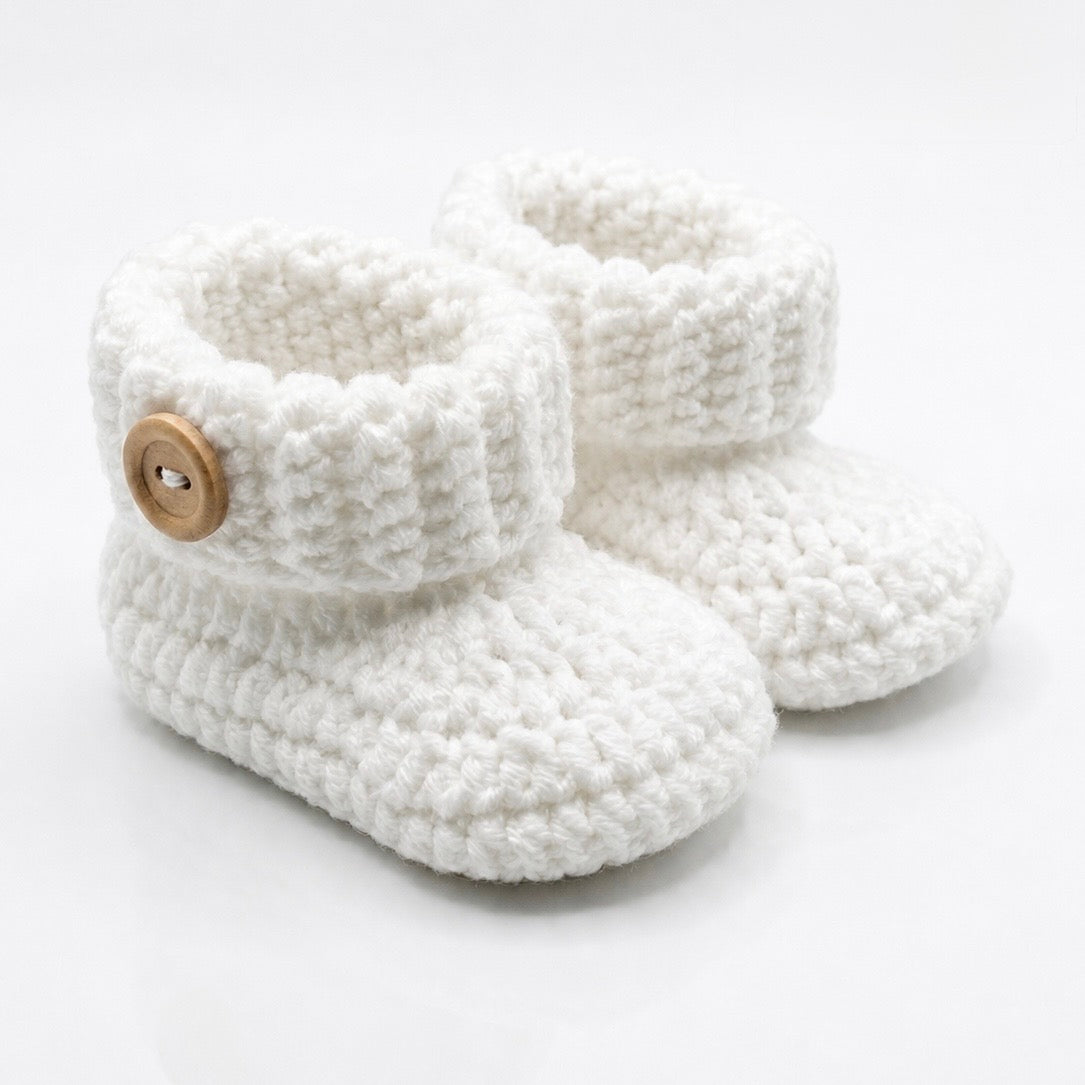 Handmade Crochet Baby Booties – Classic Black & White Collection