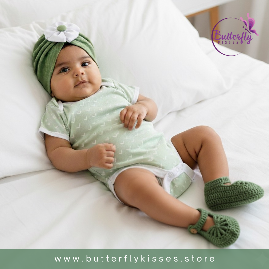 3-6 Months - Sage Green Baby Outfit Set
