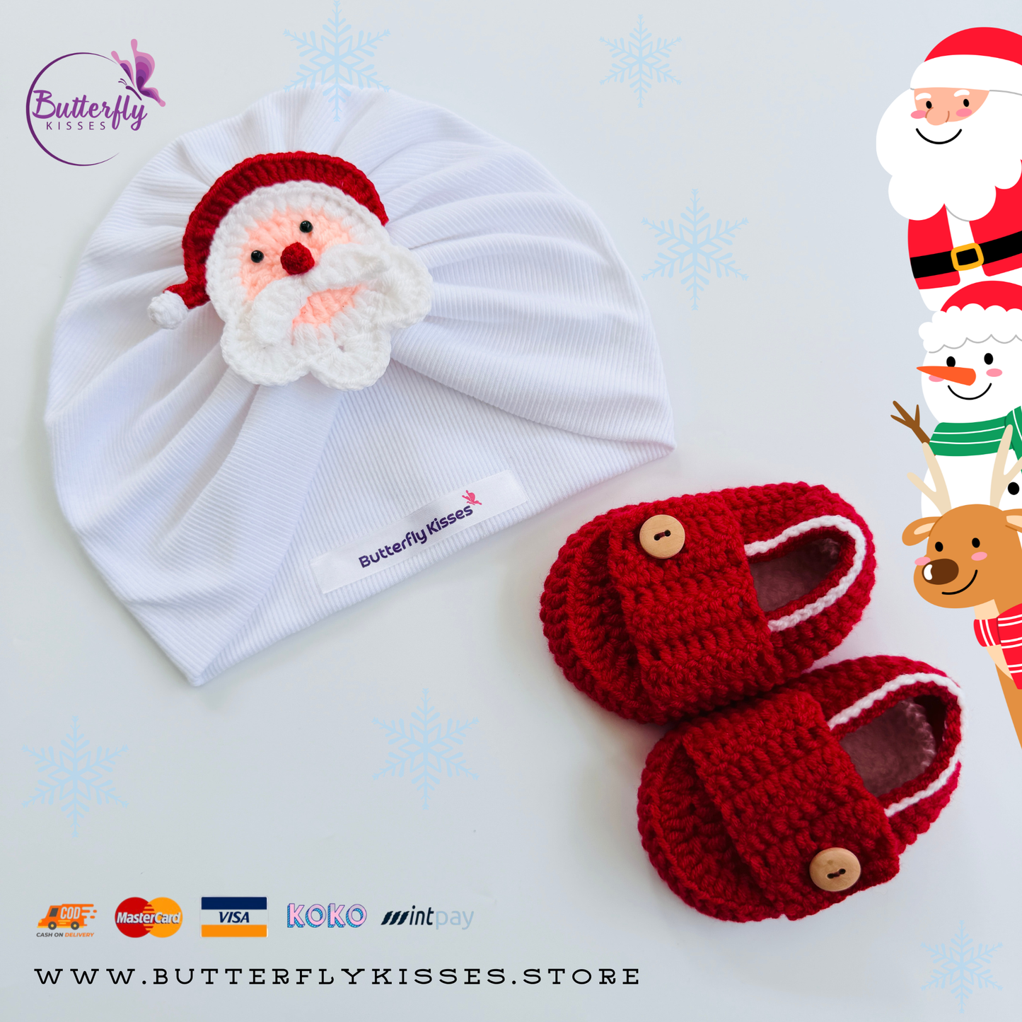 Santa Snuggles Holiday Turban & Booties Set (Unisex)