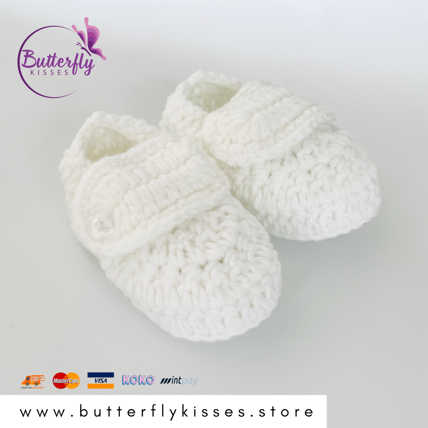 Classic Crochet Baby Booties with Button Strap