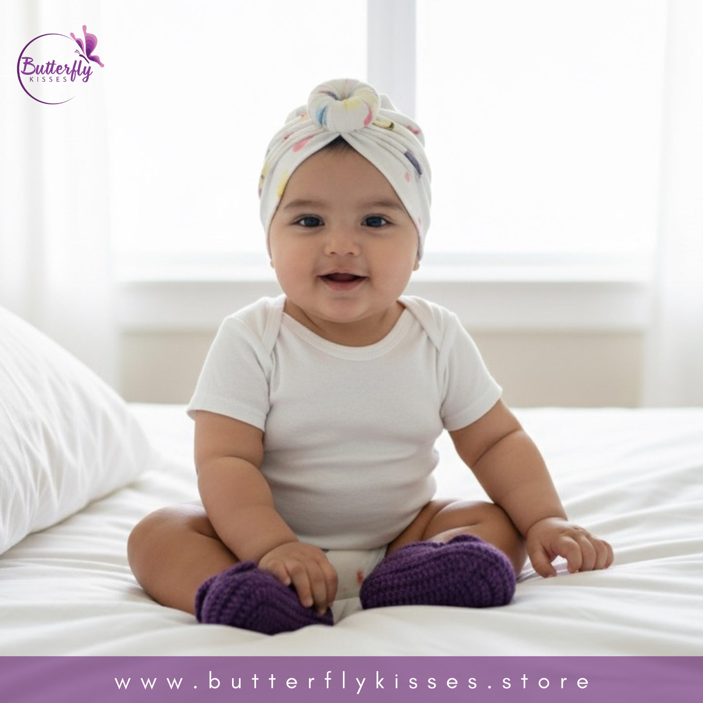 Sweetest Snuggles Patterned Turban & Handcrafted Booties Set