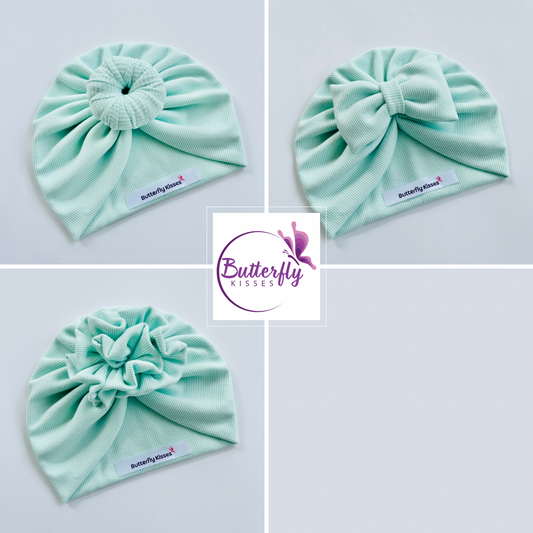 Mint Green Baby Turban Hat – Soft & Stylish Headwear for Your Little One