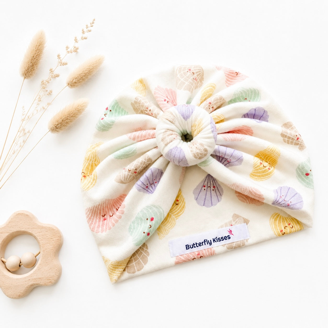 Pastel Seashell Knot Turban | Handmade Baby Headwrap