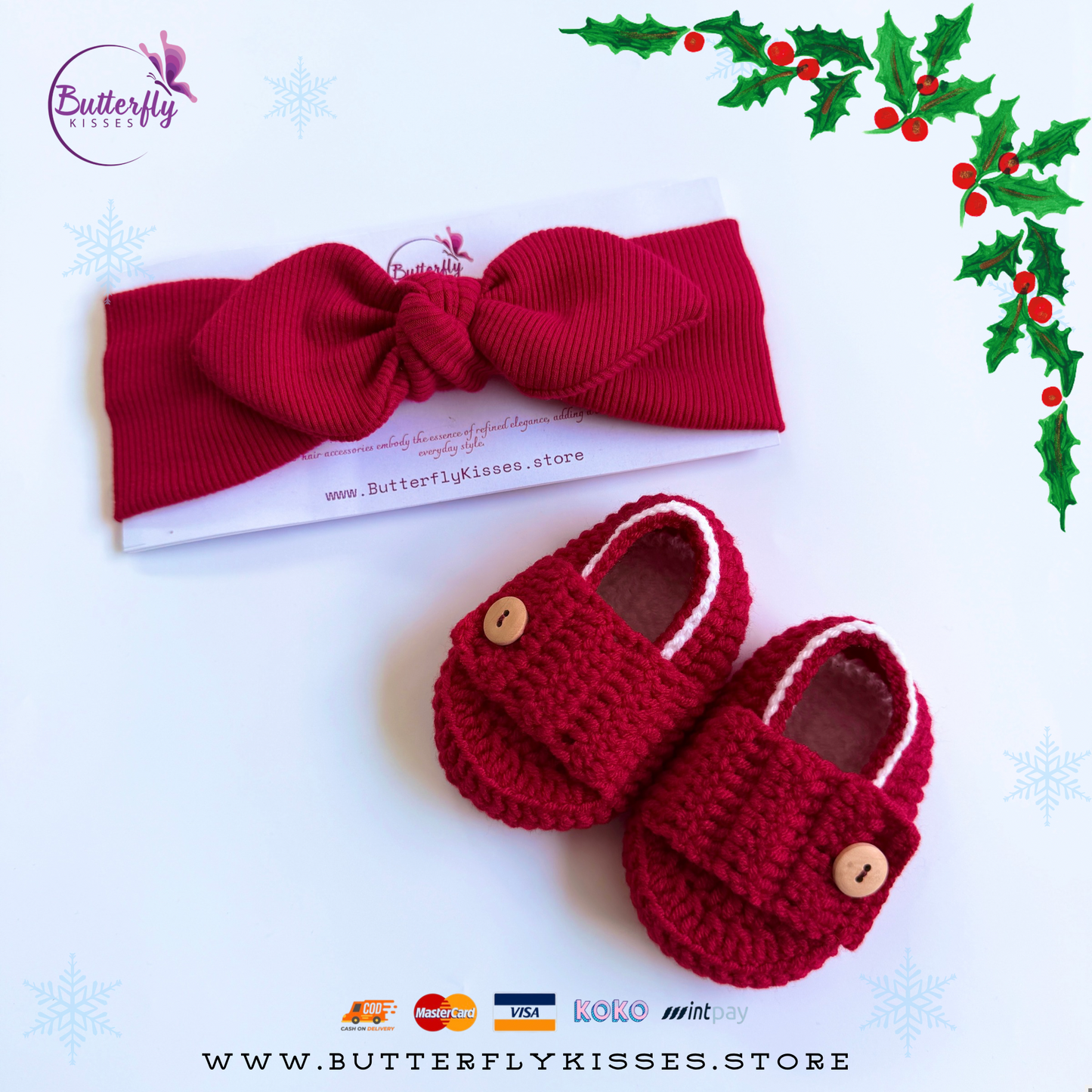 Ruby Bliss Baby Headband & Crochet Shoe Set