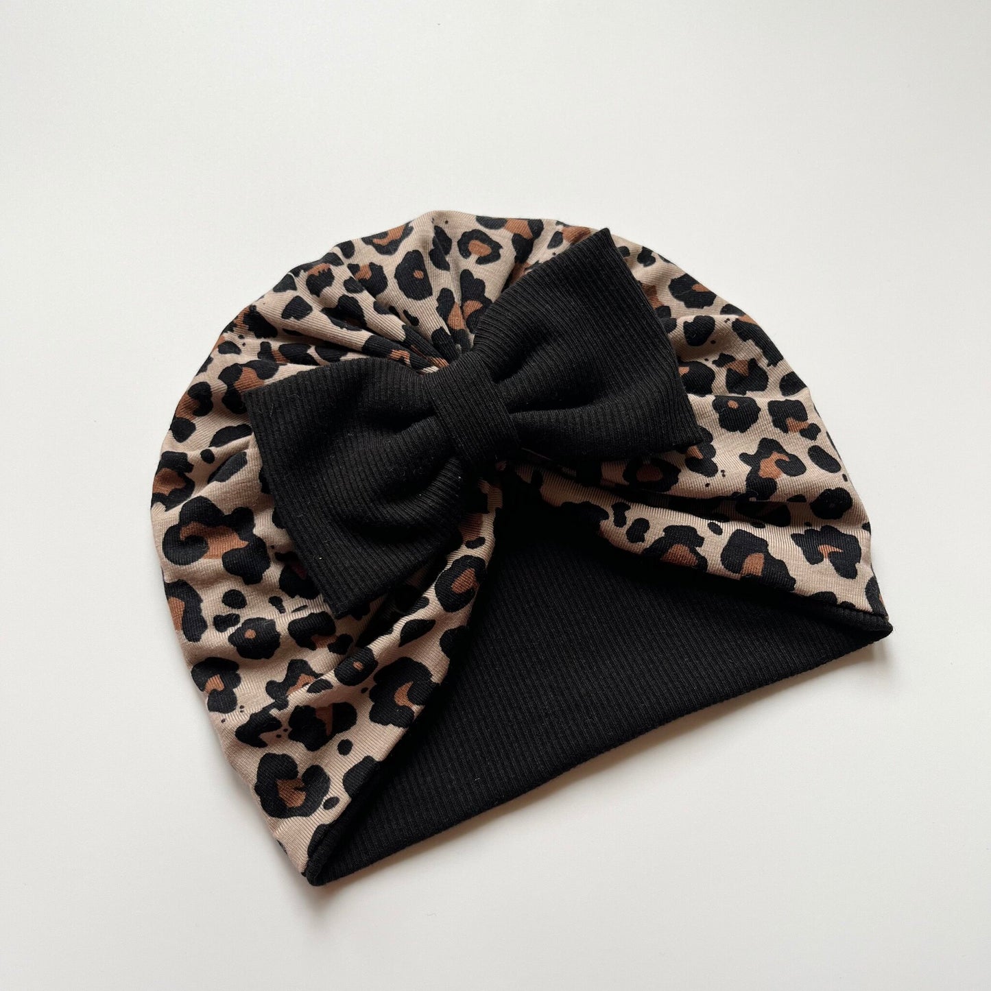 Animal Print Baby Turban Hat - Bow Design