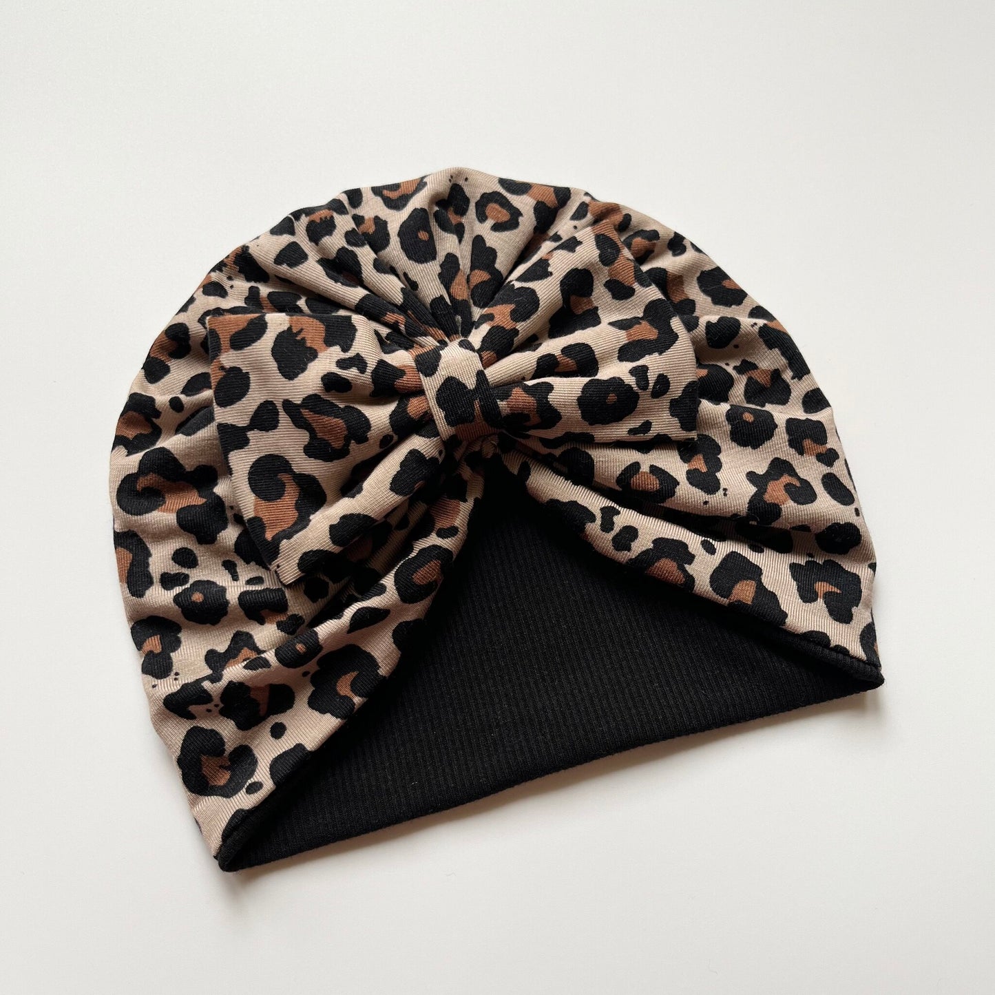 Animal Print Baby Turban Hat - Bow Design