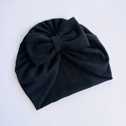 Black Colour Baby Turban - Bow Design