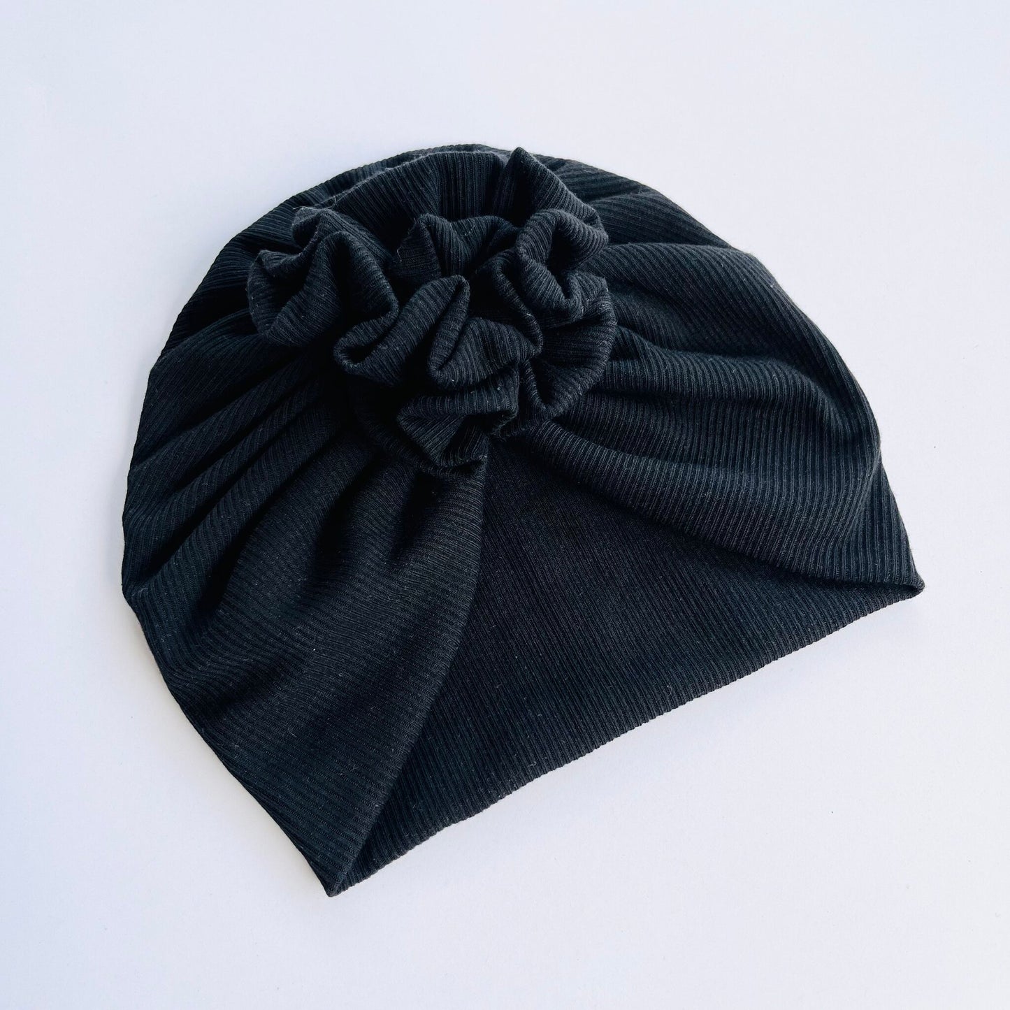 Black Colour Baby Turban - Flower Design