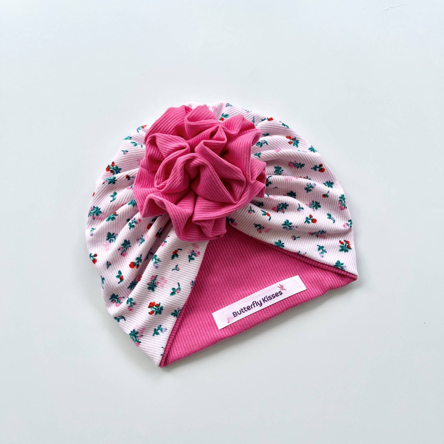 Blossom Pink Baby Turban Collection – Floral Print with Bow, Donut & Flower Designs