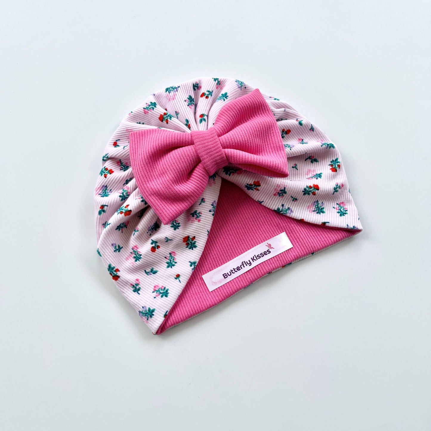 Blossom Pink Baby Turban Collection – Floral Print with Bow, Donut & Flower Designs