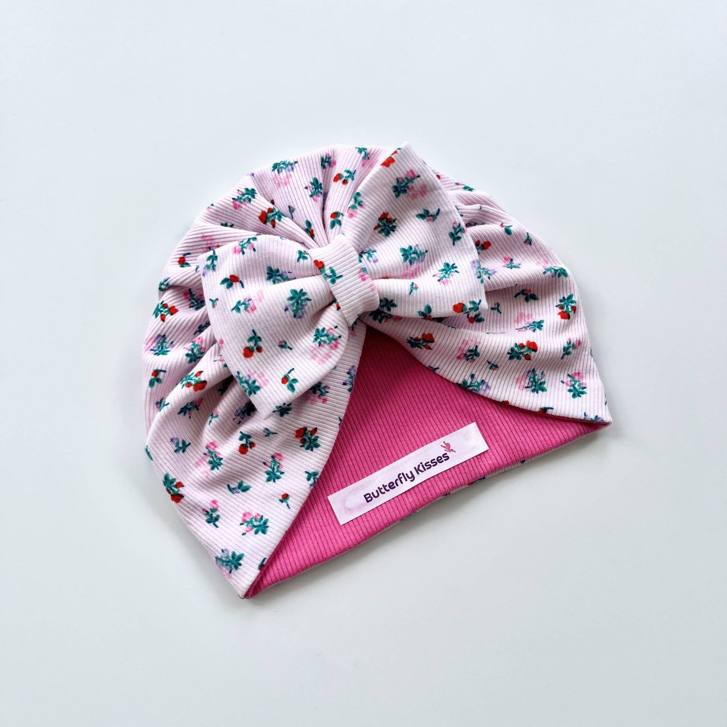 Blossom Pink Baby Turban Collection – Floral Print with Bow, Donut & Flower Designs