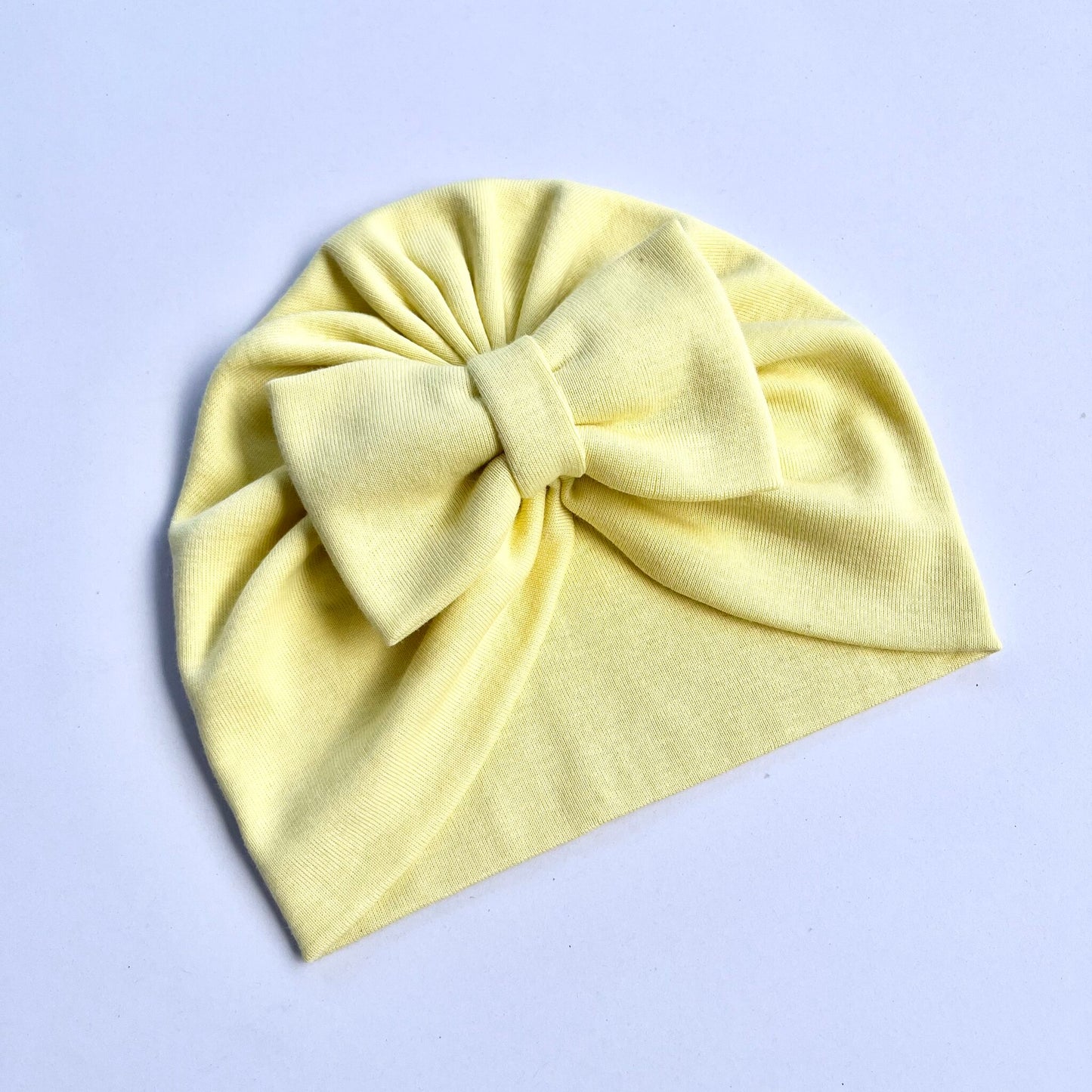 Pastel Yellow Colour Baby Turban Hat - Bow Design