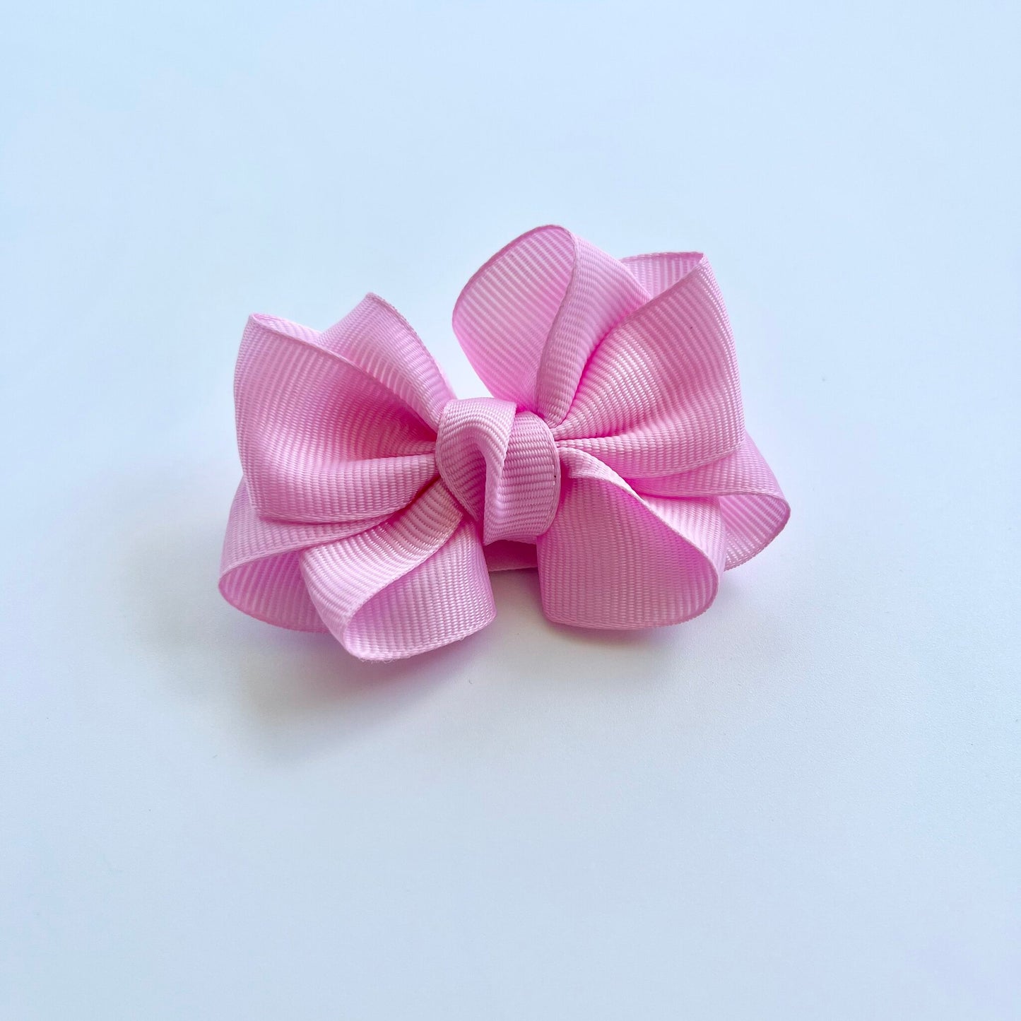 Pink Colour Twisted Ribbon Bow Hair Clip - Small