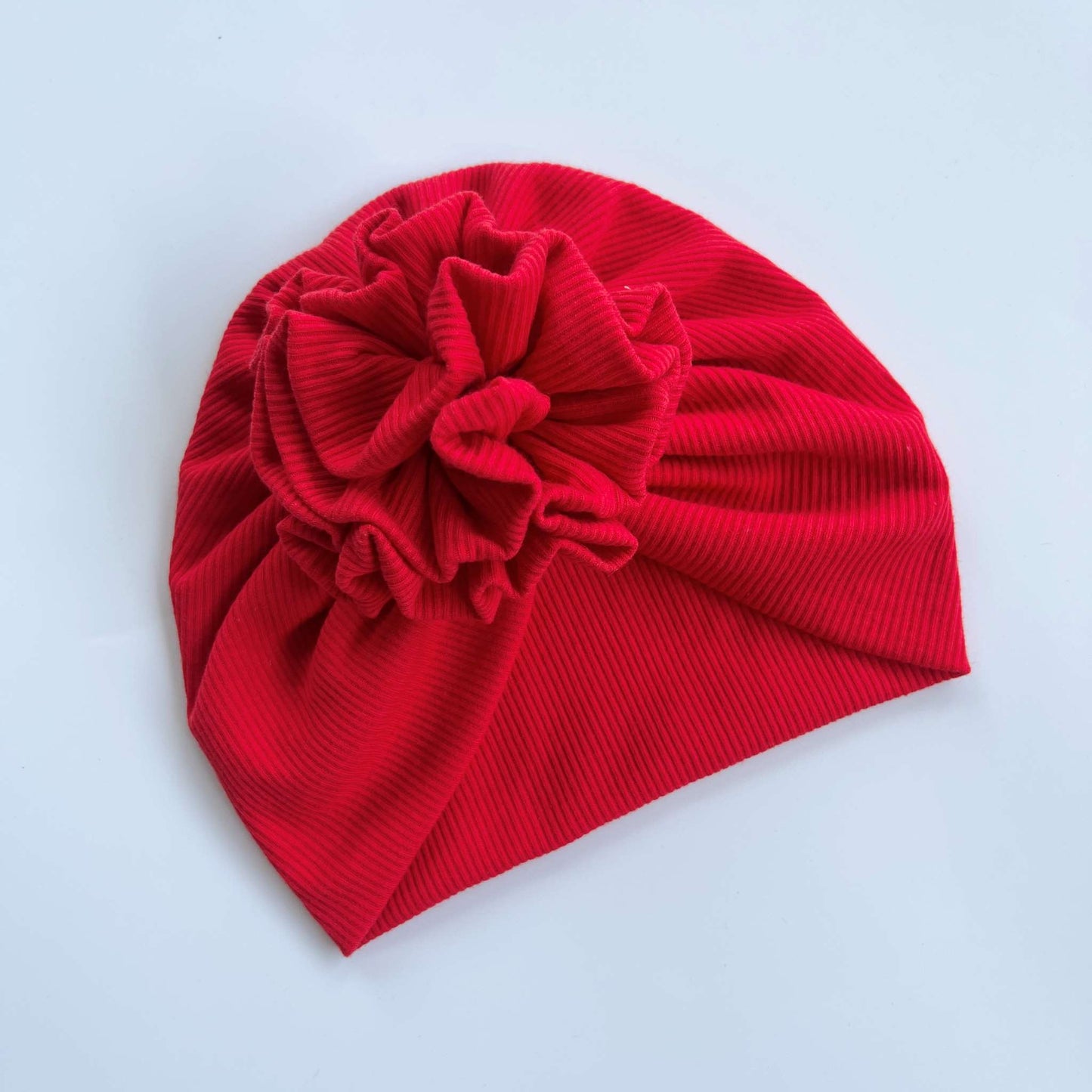 Red Colour Baby Turban with Bow, Donut, and Flower Designs