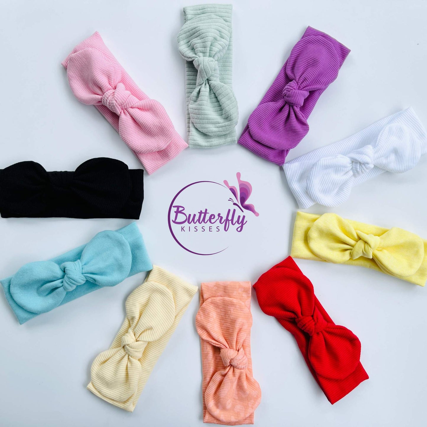 Solid Colour Headband with Round Bow