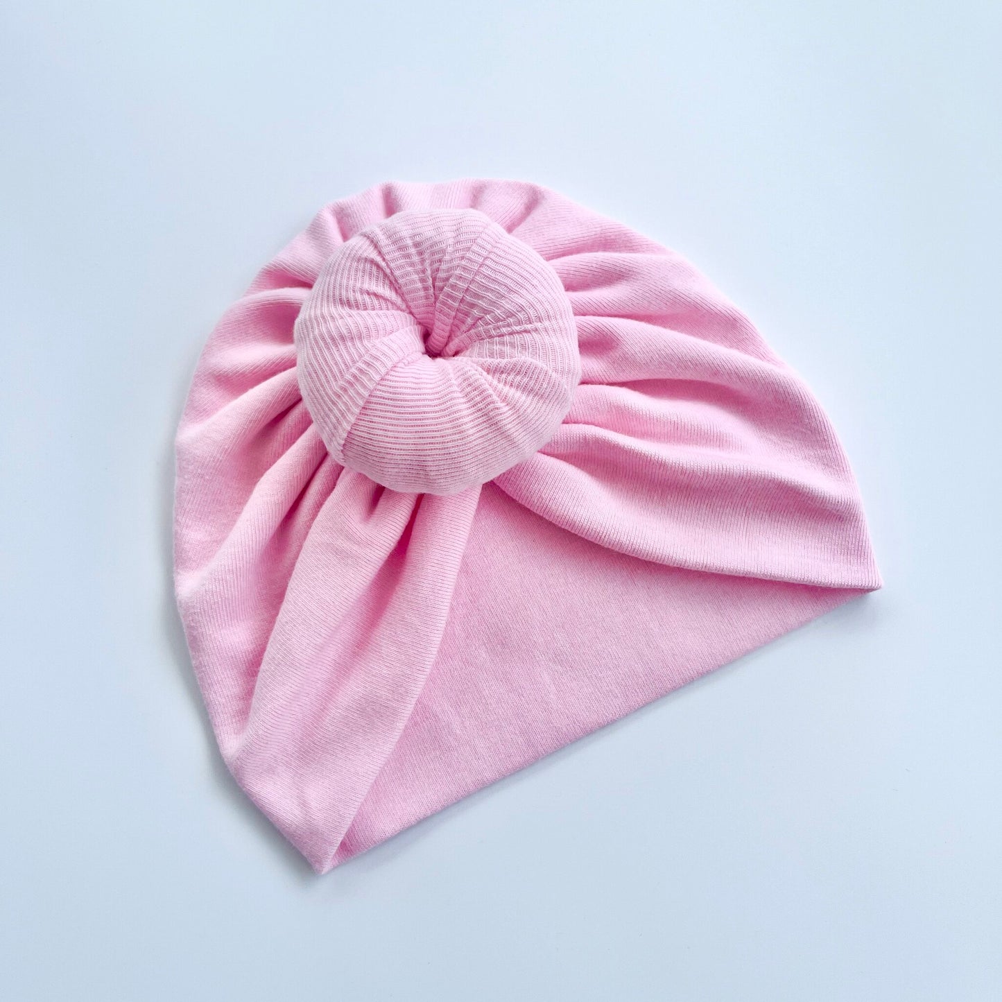 Soft Pink Colour Baby Turban Hats In Bow, Donut & Flower Designs