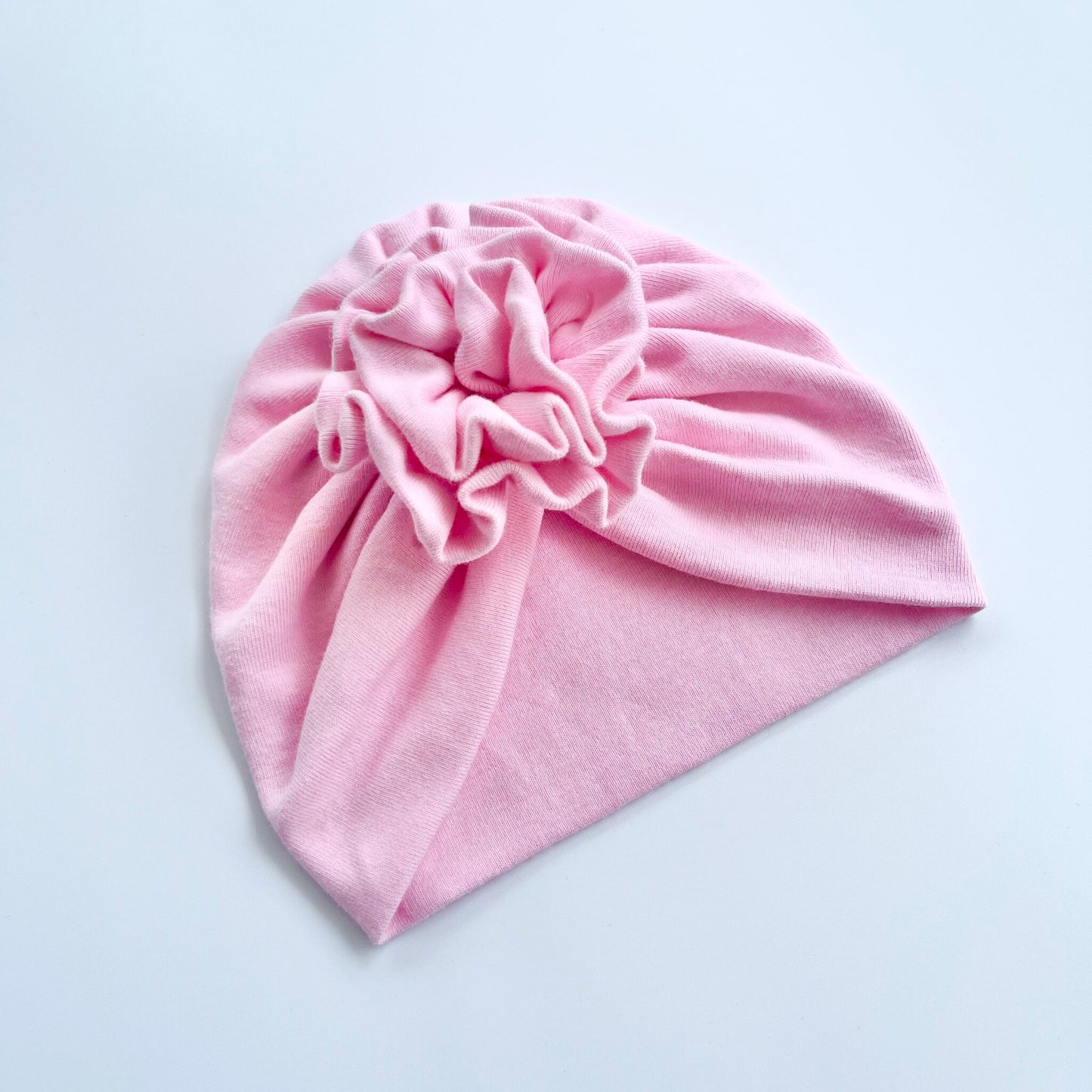 Soft Pink Colour Baby Turban Hats In Bow, Donut & Flower Designs
