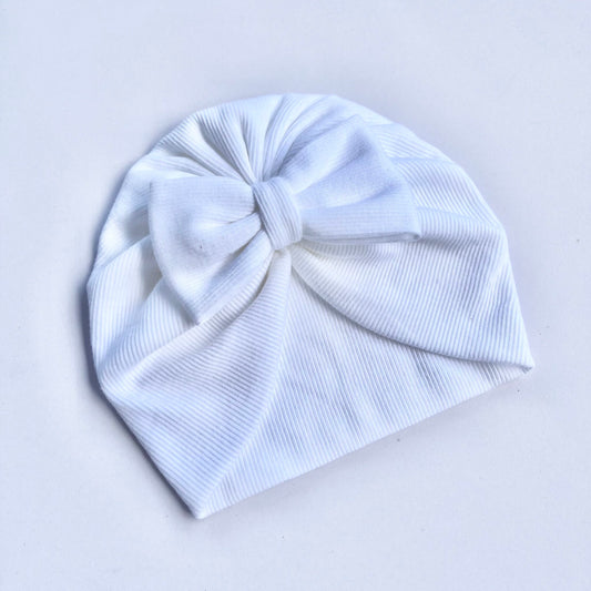 White Colour Baby Turban - Bow Design