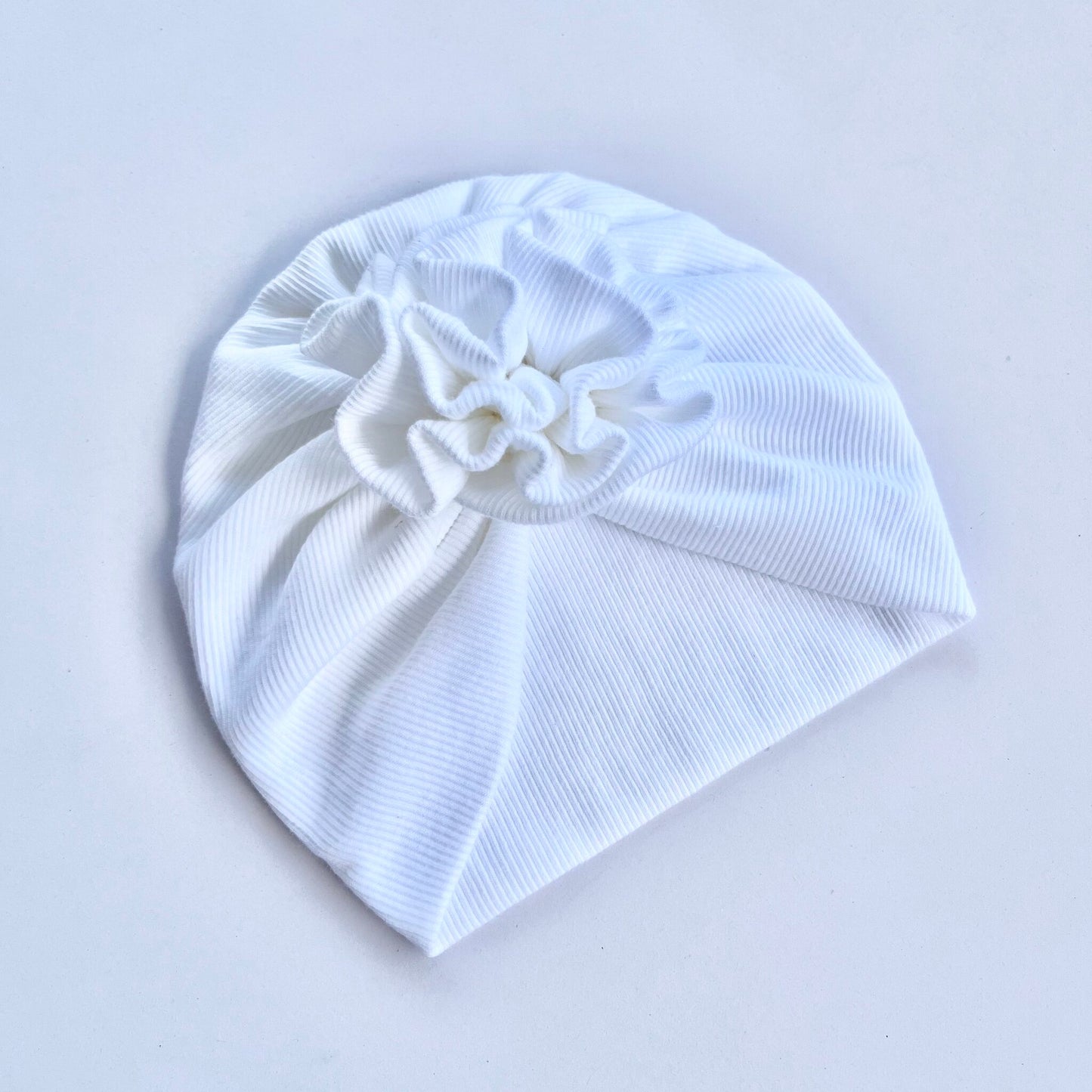 White Colour Baby Turban - Flower Design