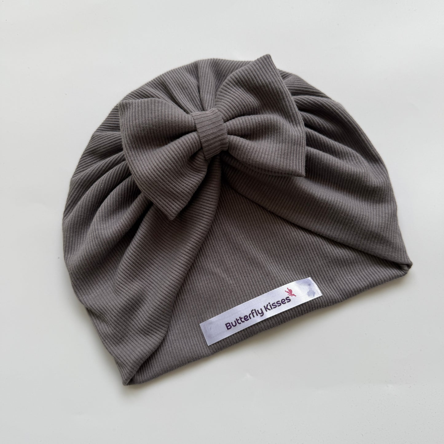 Ribbed Baby Turban - Cocoa Grey | Donut & Bow Designs