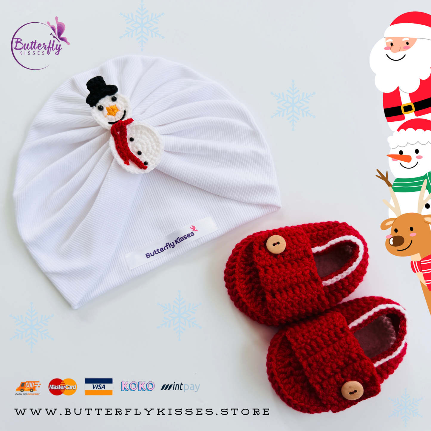 Snowy Snuggles Holiday Turban & Booties Set (Unisex)