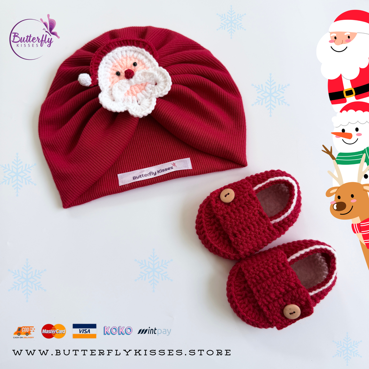 Santa Snuggles Holiday Turban & Booties Set (Unisex)