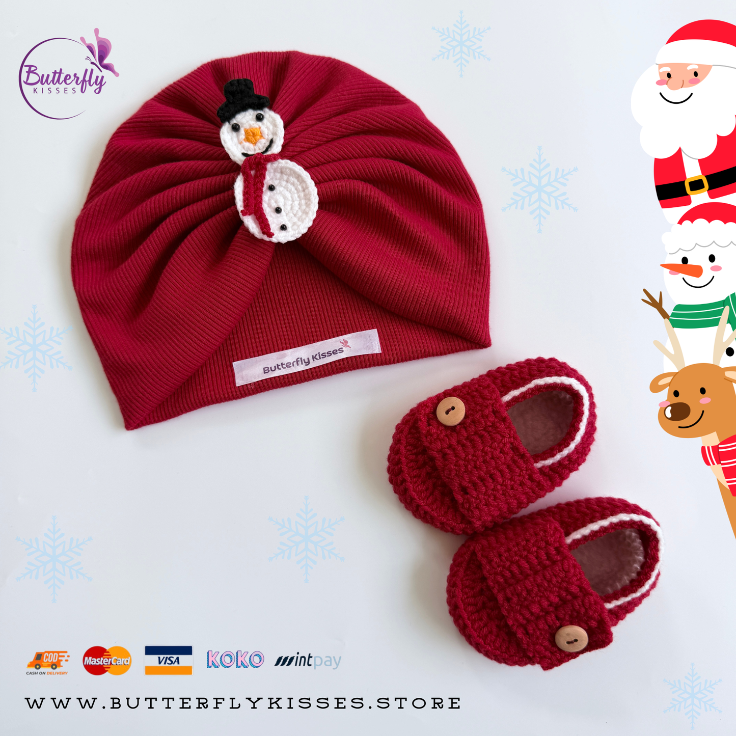 Snowy Snuggles Holiday Turban & Booties Set (Unisex)