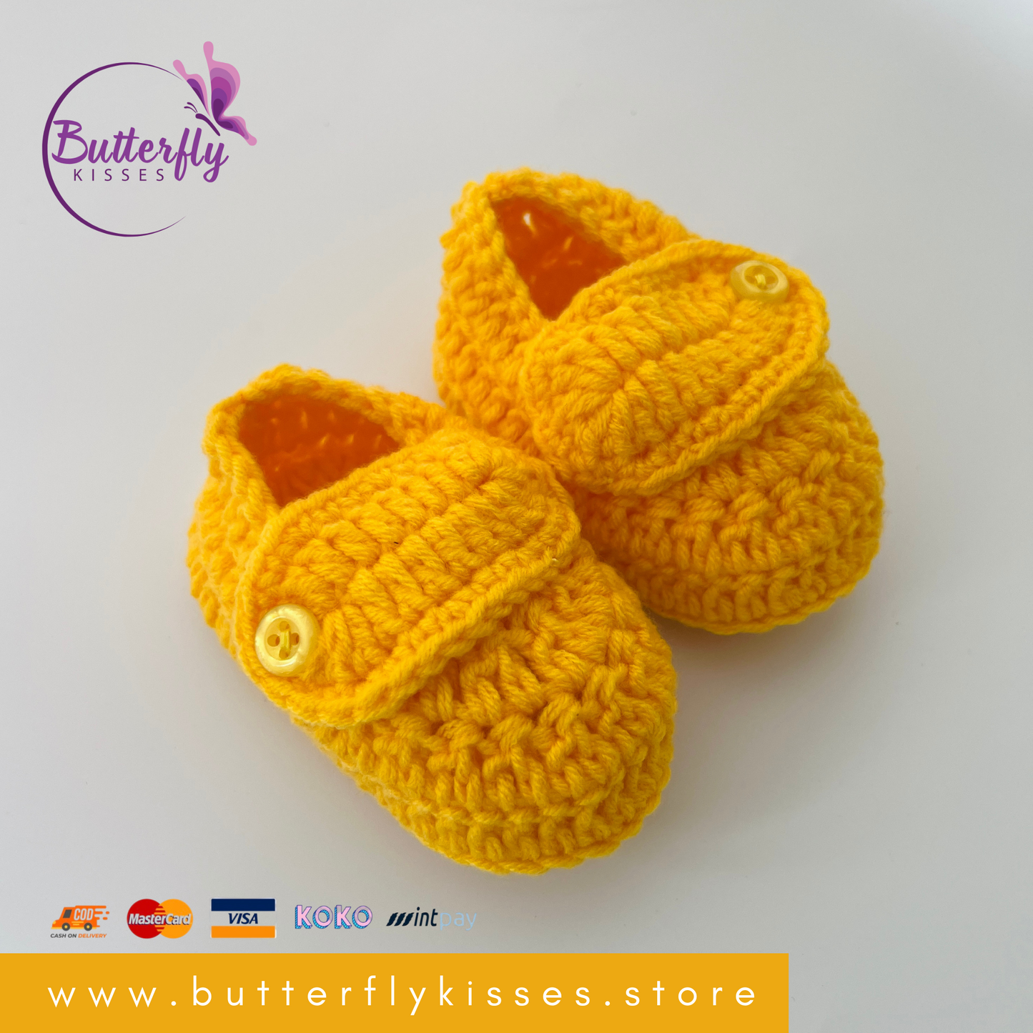 Classic Crochet Baby Booties with Button Strap