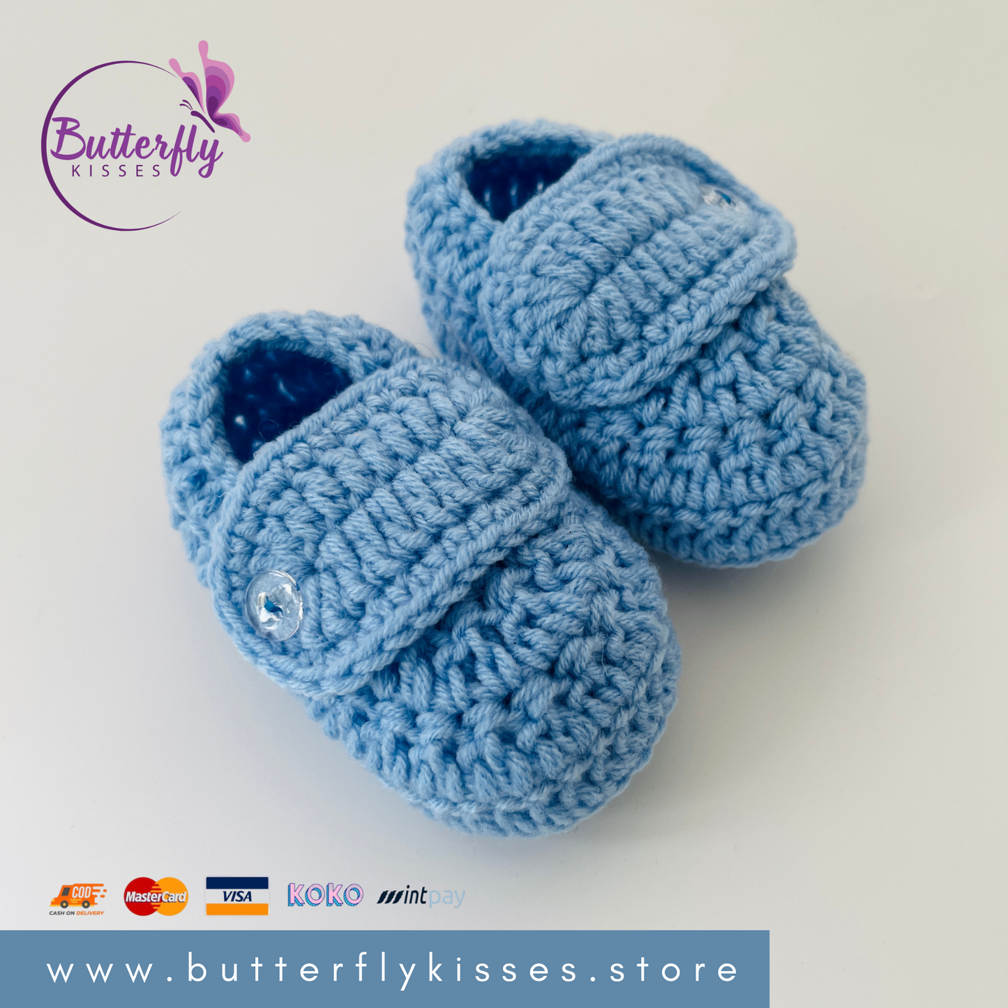 Classic Crochet Baby Booties with Button Strap