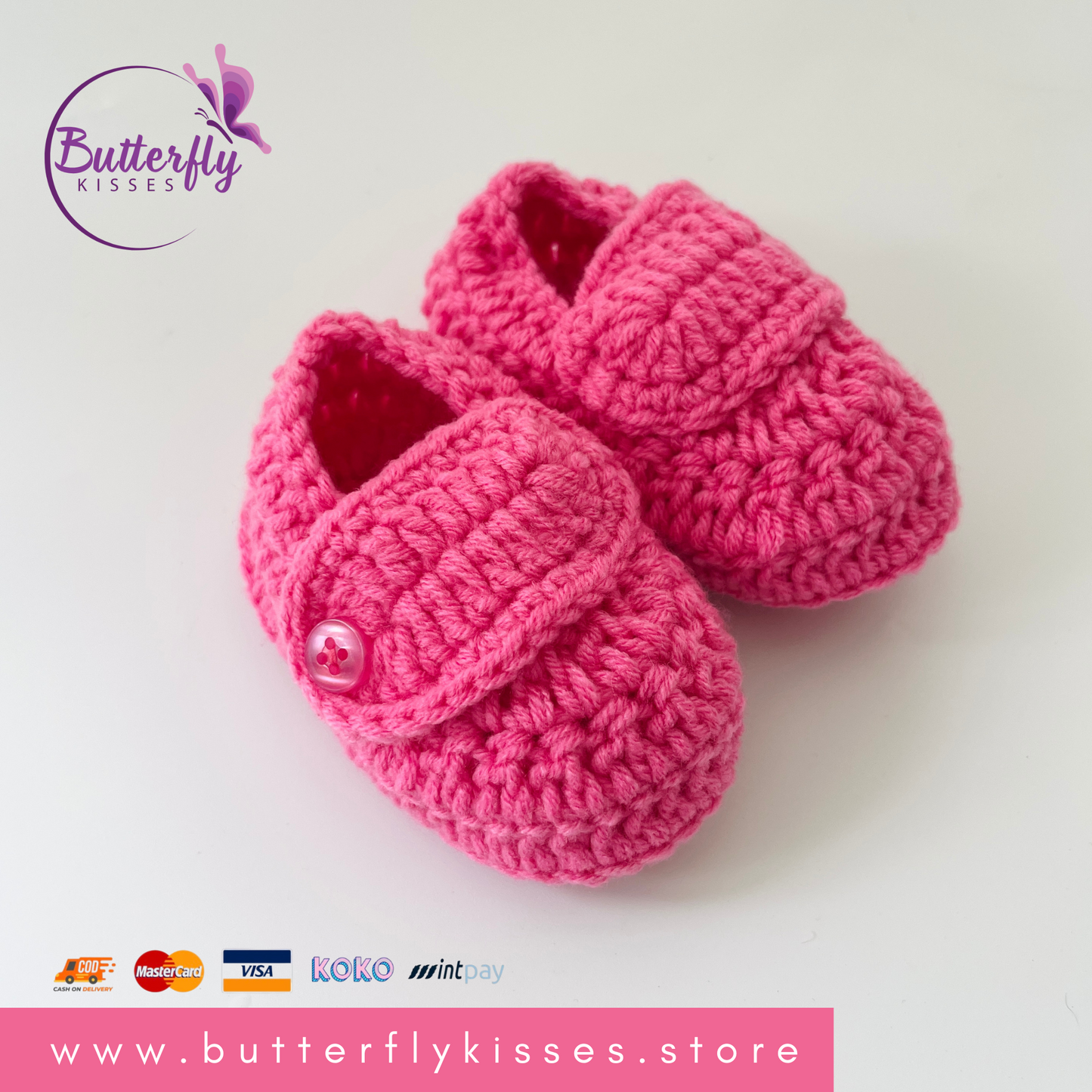 Classic Crochet Baby Booties with Button Strap