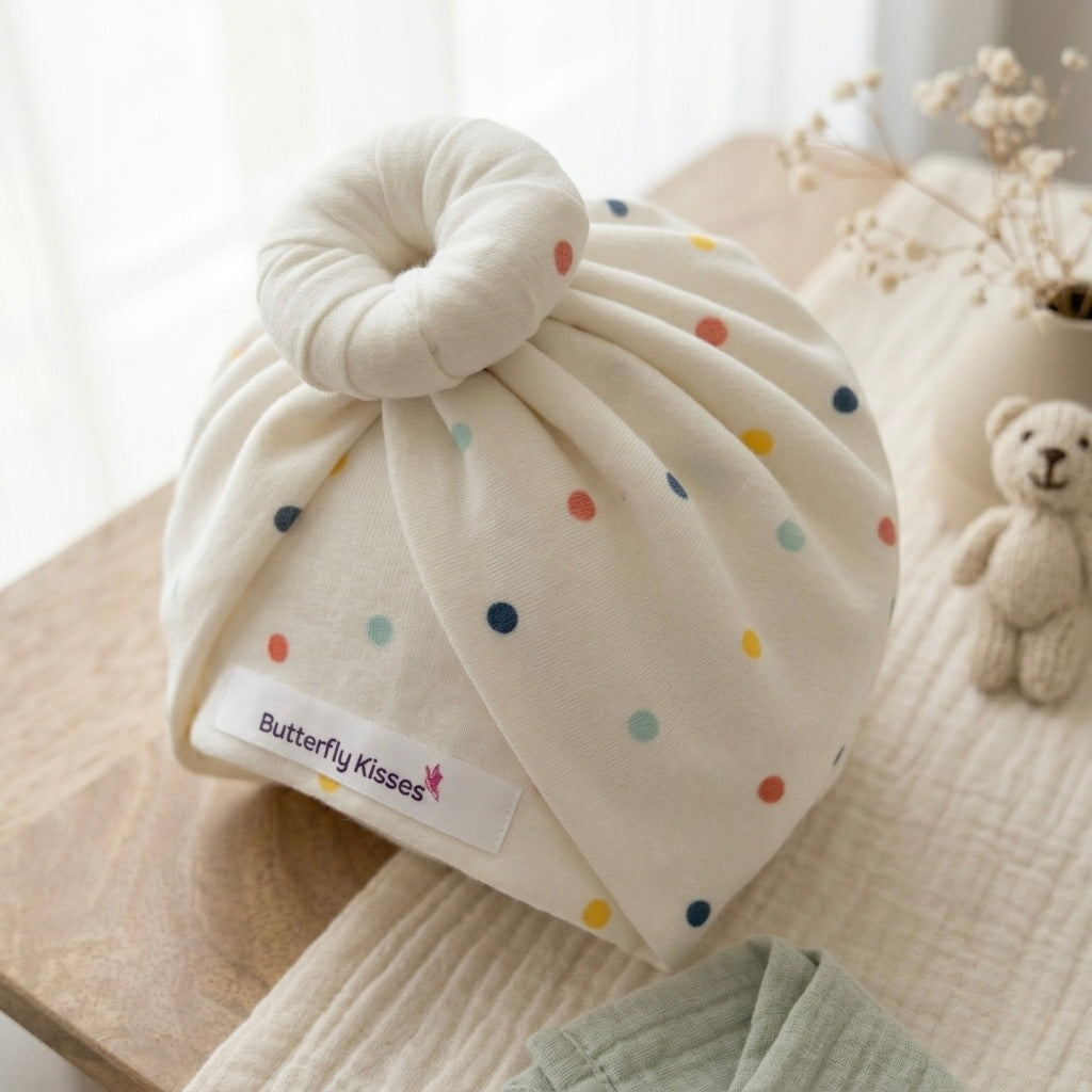 Baby Boy Sprinkle Dot Knot Turban – Cotton Beanie Cap