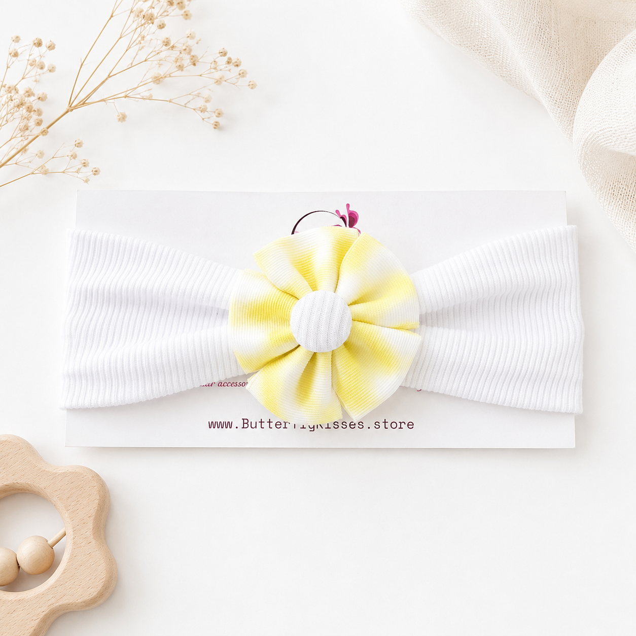 Sunshine Yellow Ribbon Flower Baby Headband