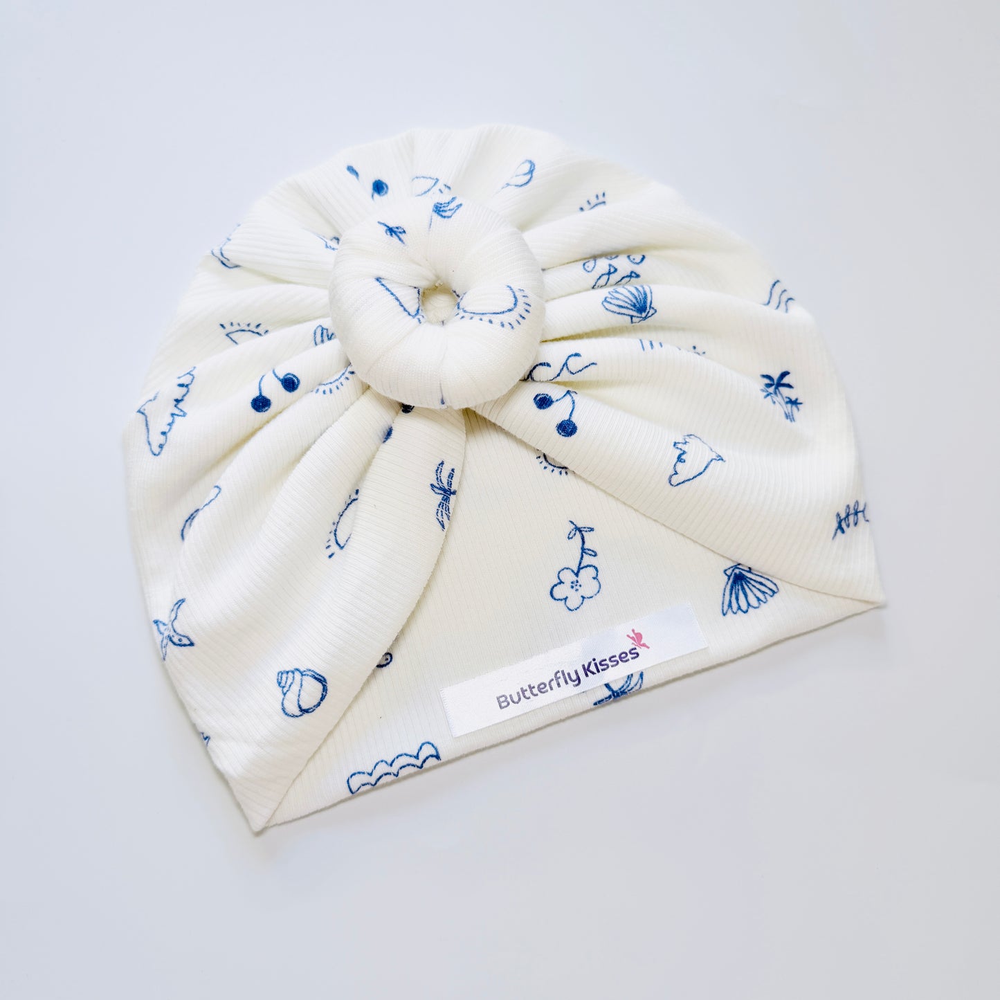 Ocean Doodle Knot Turban Hat – Soft Cotton Beanie Cap