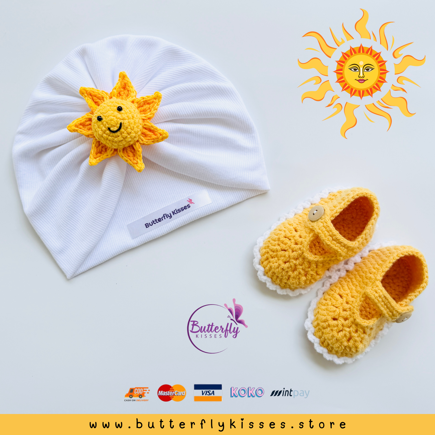 Avurudu Baby Turban & Crochet Shoe Set – Sunshine Design | Sinhala Tamil New Year Baby Gift