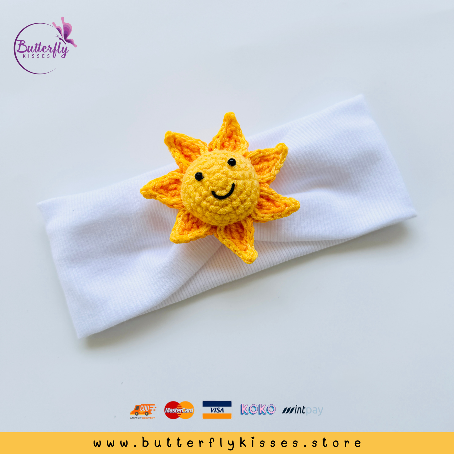 Avurudu Sunshine Baby Headband | Handmade Crochet Sun Headband
