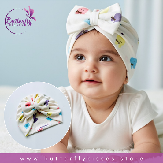 Playful Pastel Critters Baby Bow Turban