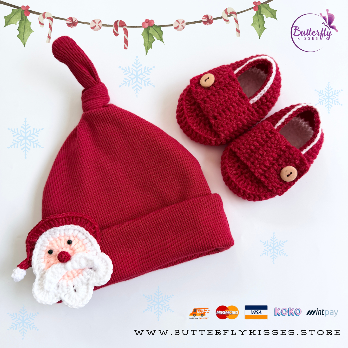 Cozy Santa Knotted Hat & Booties Set