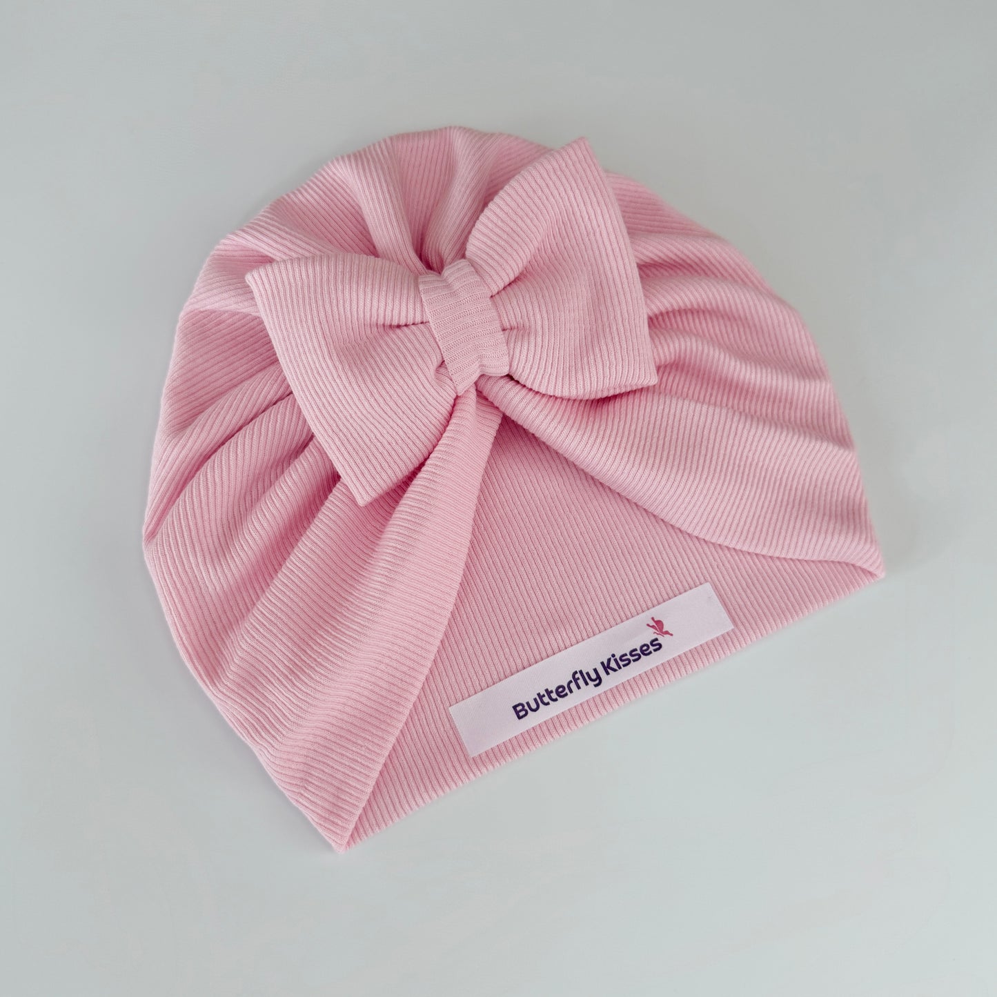 Soft Pink Colour Baby Turban Hats In Bow, Donut & Flower Designs