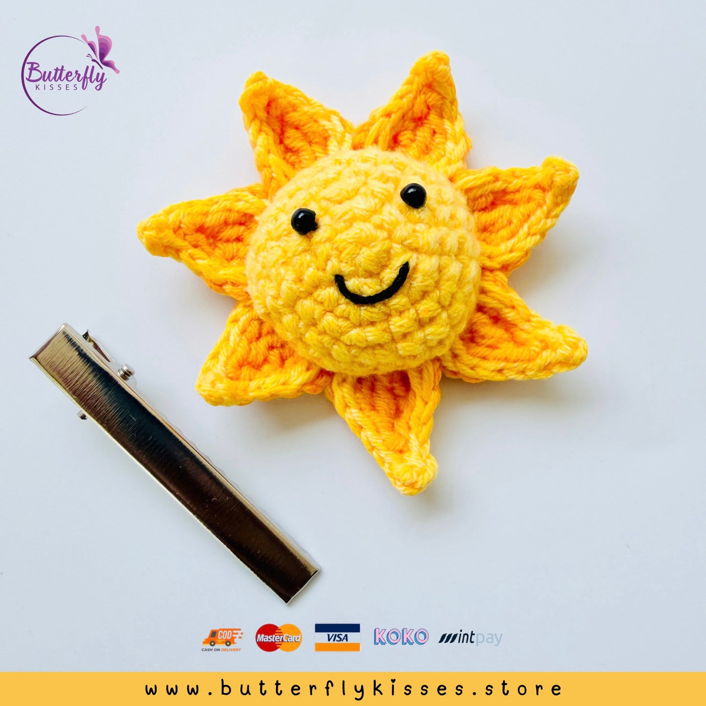 Avurudu Sunshine Baby Hair Clip | Handmade Crochet Sun Hair Accessory