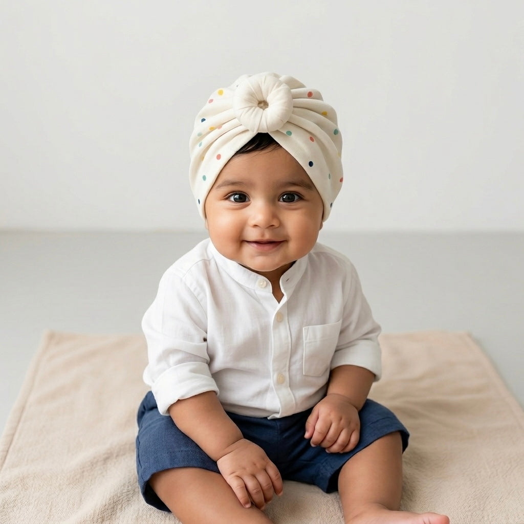 Baby Boy Sprinkle Dot Knot Turban – Cotton Beanie Cap