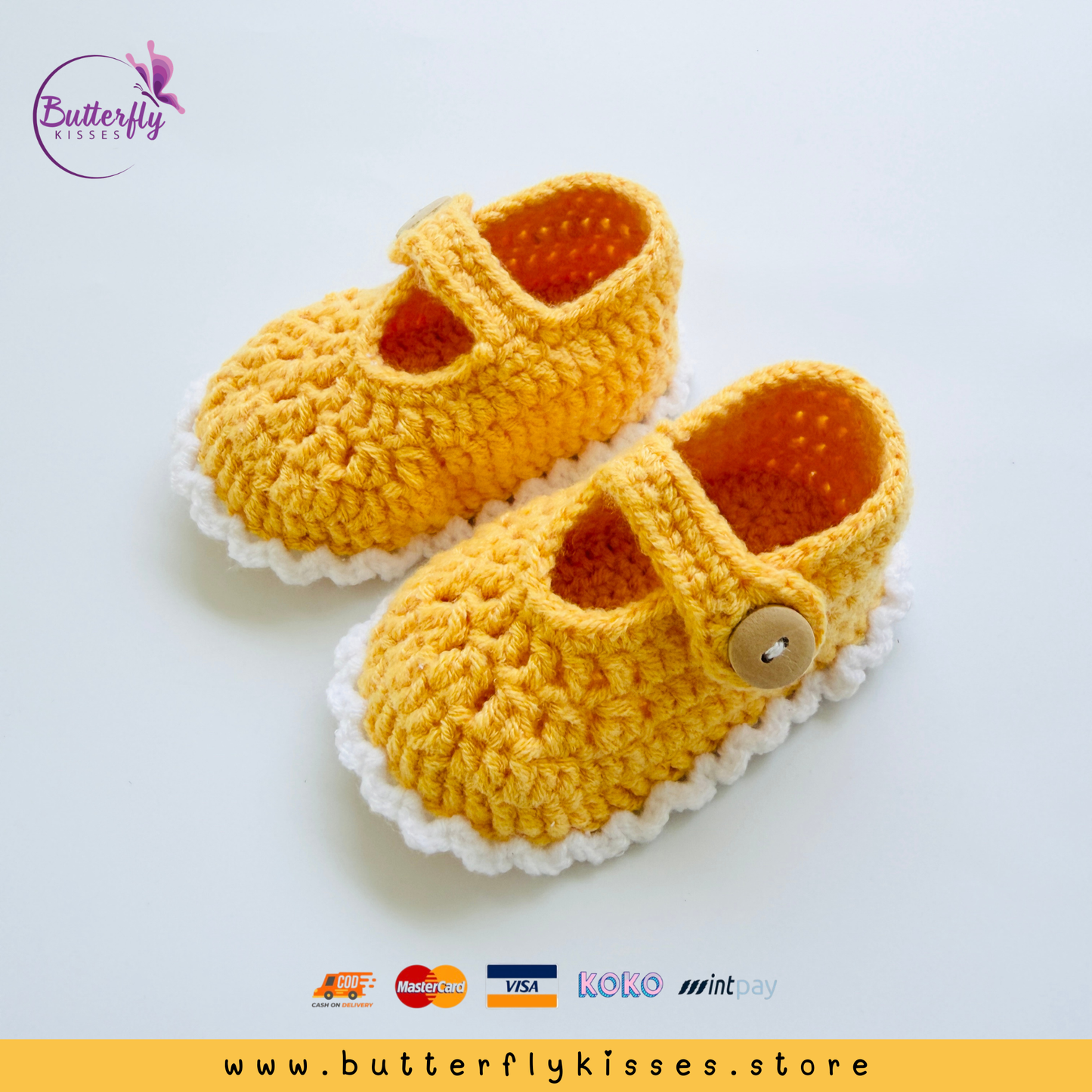 Sunshine Yellow Baby Crochet Shoes | Handmade Soft Baby Booties