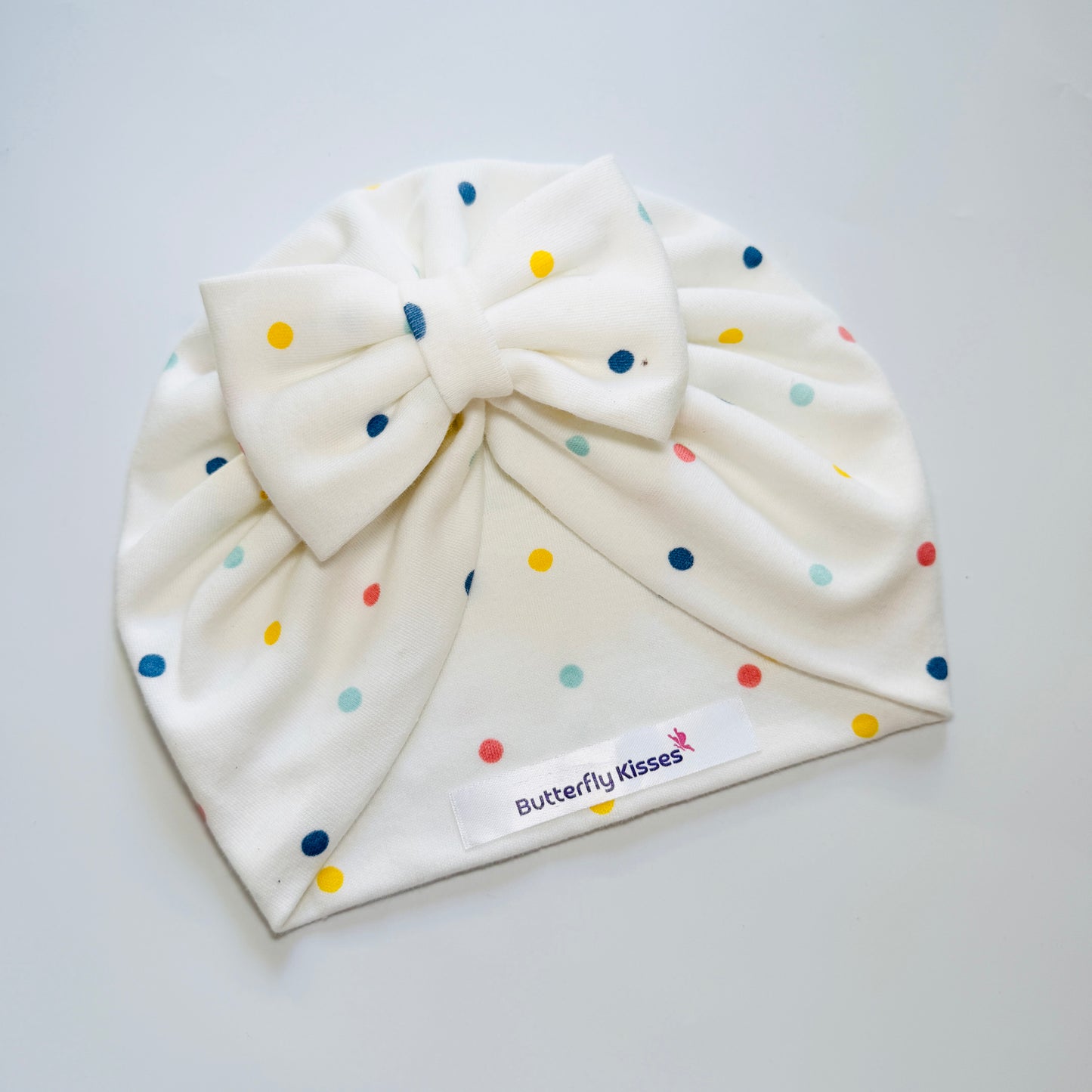 Baby Girl Confetti Bow Turban Hat – Soft Cotton Knot Beanie Cap