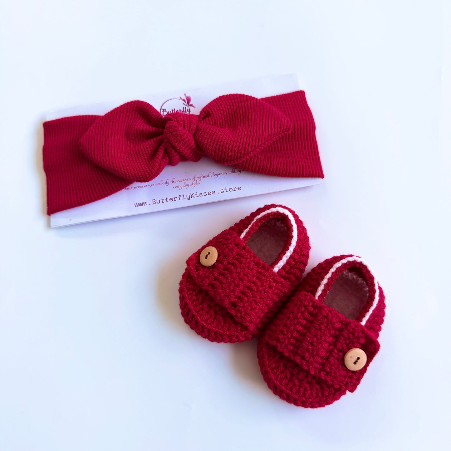 Ruby Bliss Baby Headband & Crochet Shoe Set