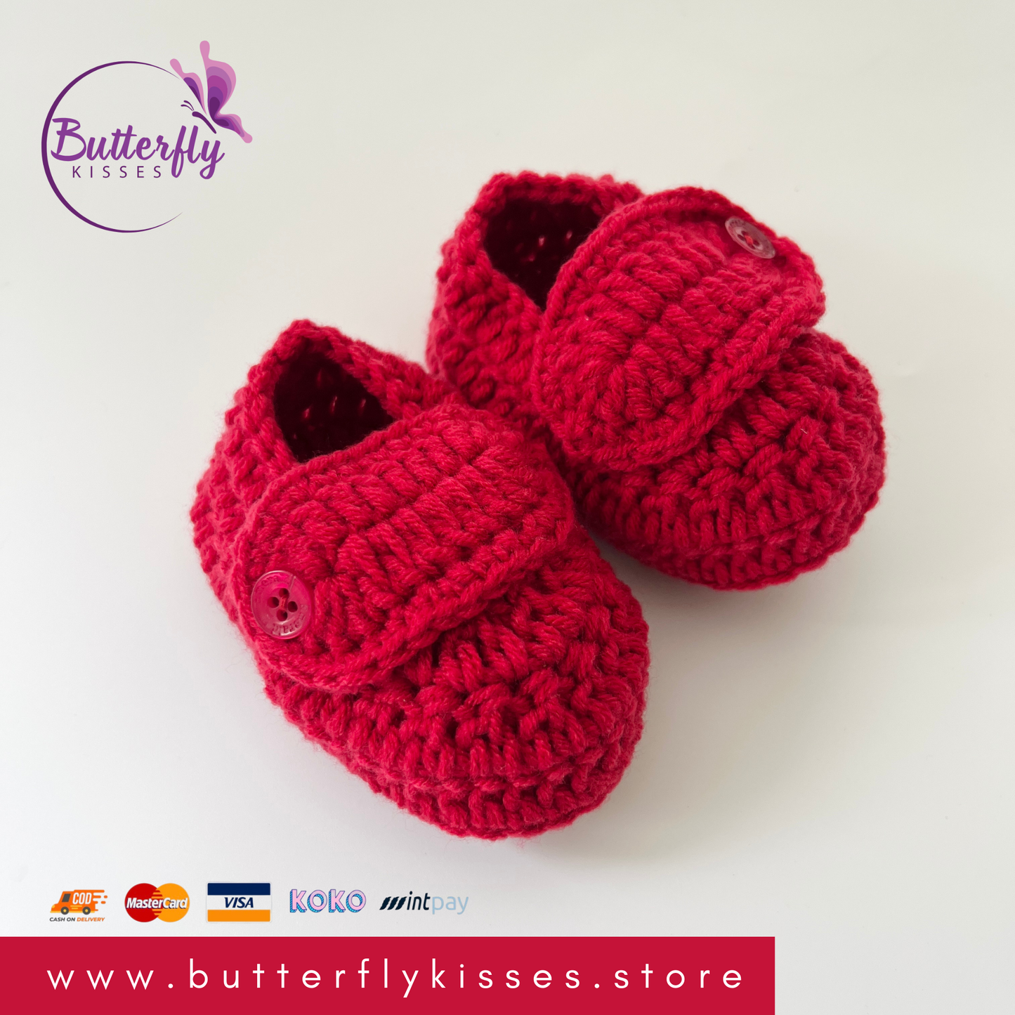 Classic Crochet Baby Booties with Button Strap