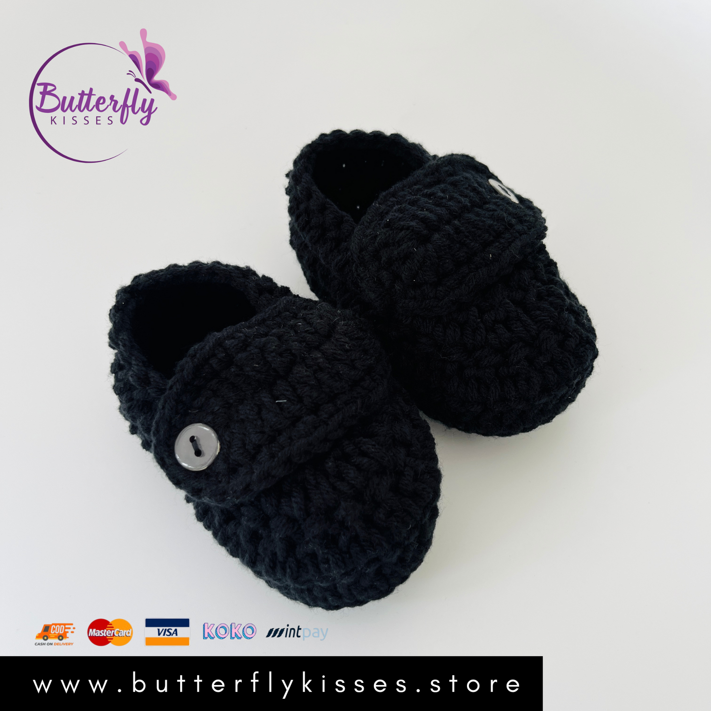 Classic Crochet Baby Booties with Button Strap