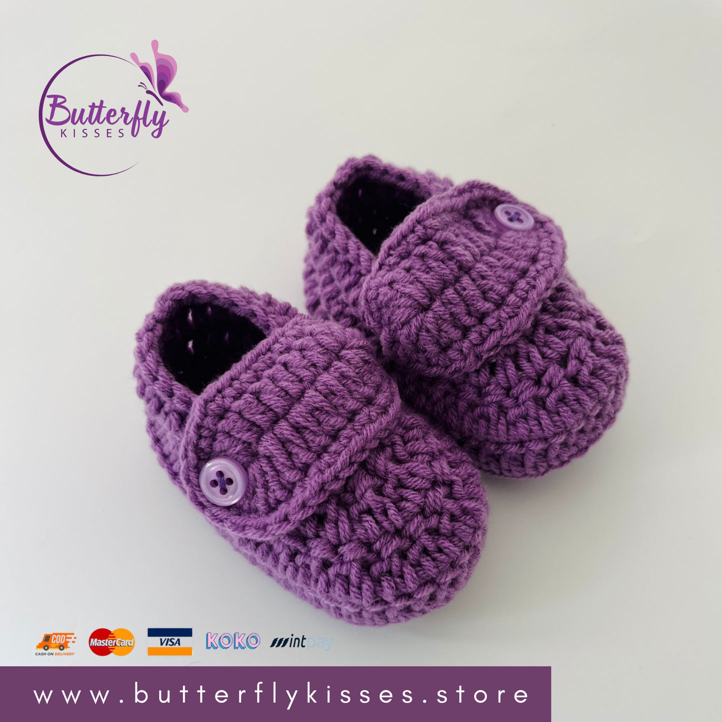Classic Crochet Baby Booties with Button Strap