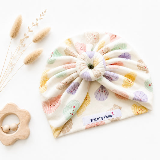 Pastel Seashell Knot Turban | Handmade Baby Headwrap