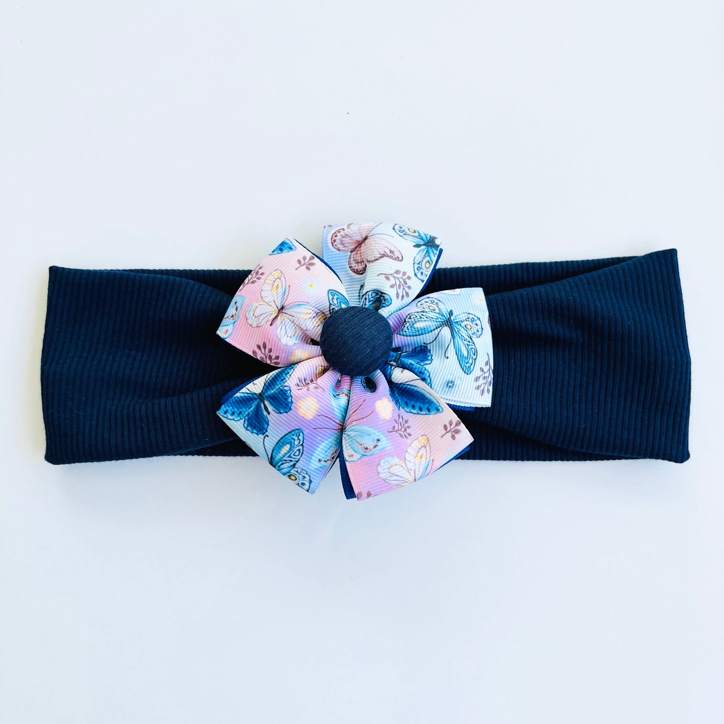 Baby Headband with Ribbon Flower Petals – Soft, Stylish, and Comfortable